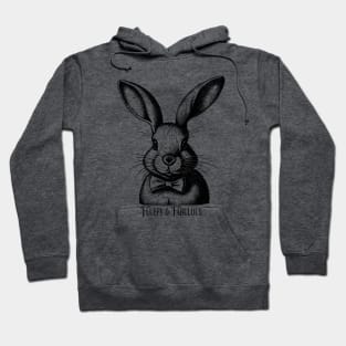 Fluffy and Fabulous Vintage Bunny Rabbit Black and white design, Cute Bunny Hoodie